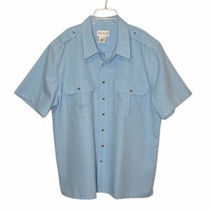 John Blair Vintage Button Up Mens Blue Short Sleeve Shirt Size XLG
